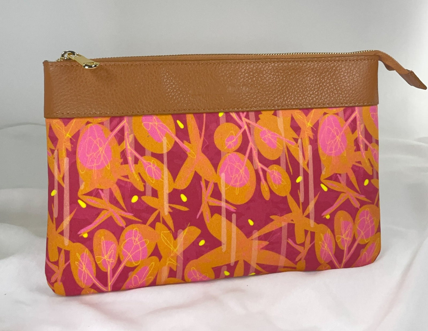 Pochette WONDER midi vera pelle cuoio e pattern NANOUK